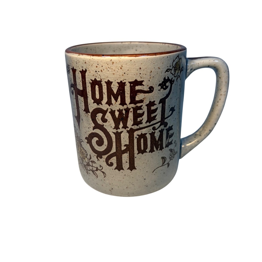 Home Sweet‎ Home Mug Speckled Pottery Brown/Gray Vtg Japan GUC